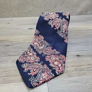 Vintage Christian‎ Dior Paisley Print Silk Tie 55" x 4 1/4" Navy Red